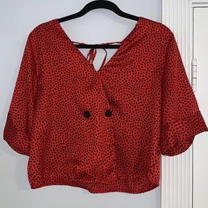 Topshop Womens Red Button Blouse